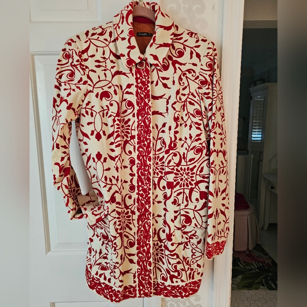 ❤️J. Mclaughlin Jacard Jacket, Red/Cream, size S